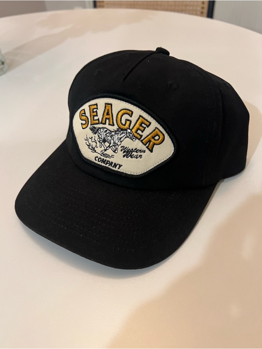 Seager Black Embroidered Patch Baseball Cap